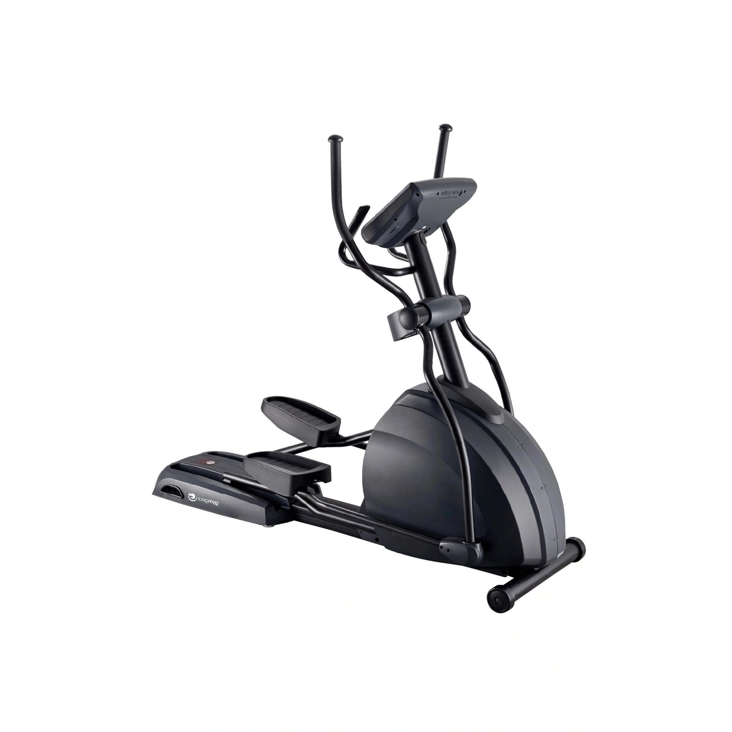 Black elliptical machine on a white background