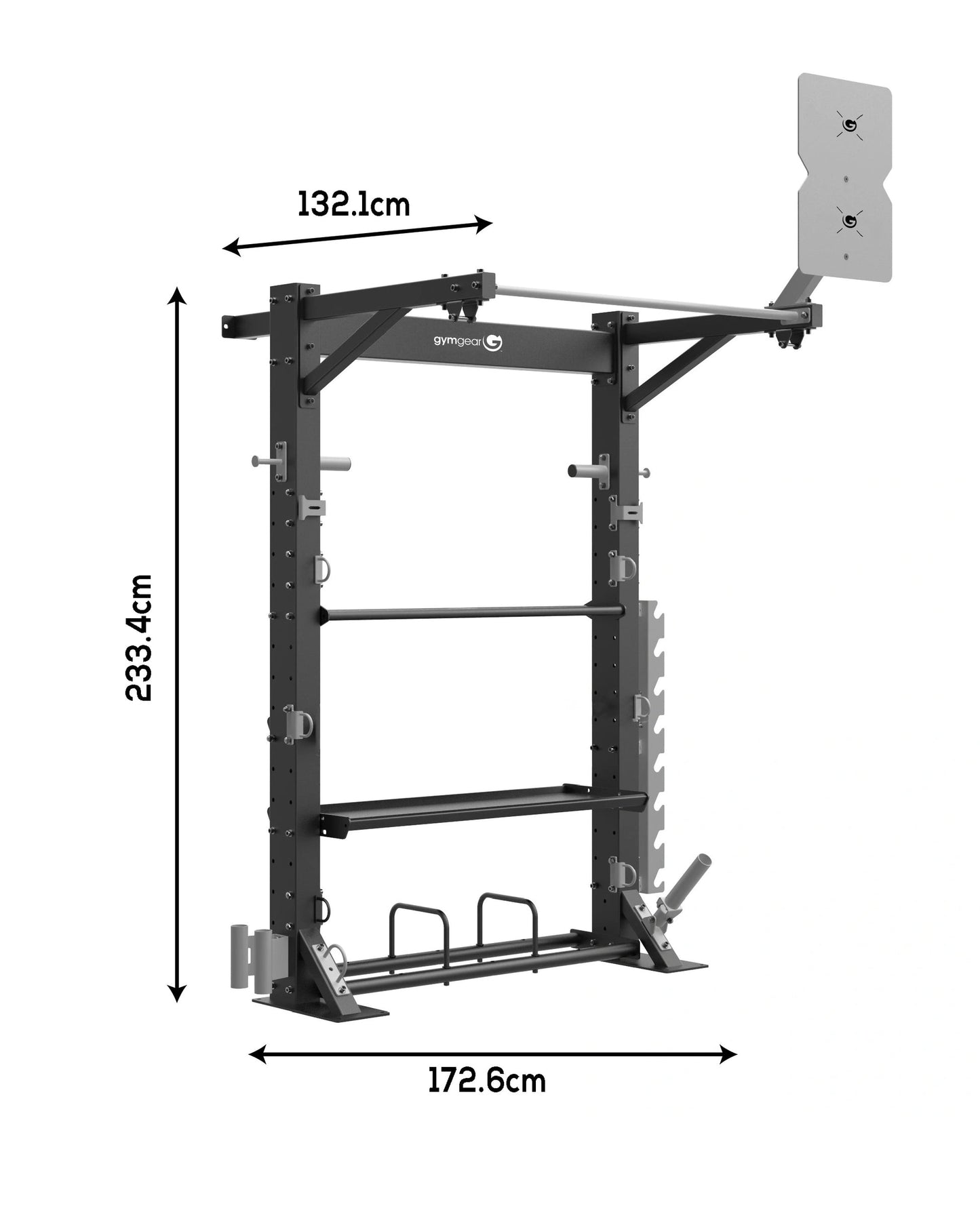 Gym Gear Functional Storage Solutions Series wall-mounted storage unit showing organized compartments for gym equipment storage.