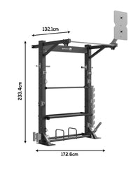 Gym Gear Functional Storage Solutions Series wall-mounted storage unit showing organized compartments for gym equipment storage.